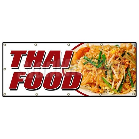 Signmission THAI FOOD BANNER SIGN pad thai sushi satay curry spring rolls tofu take B-120 Thai Food